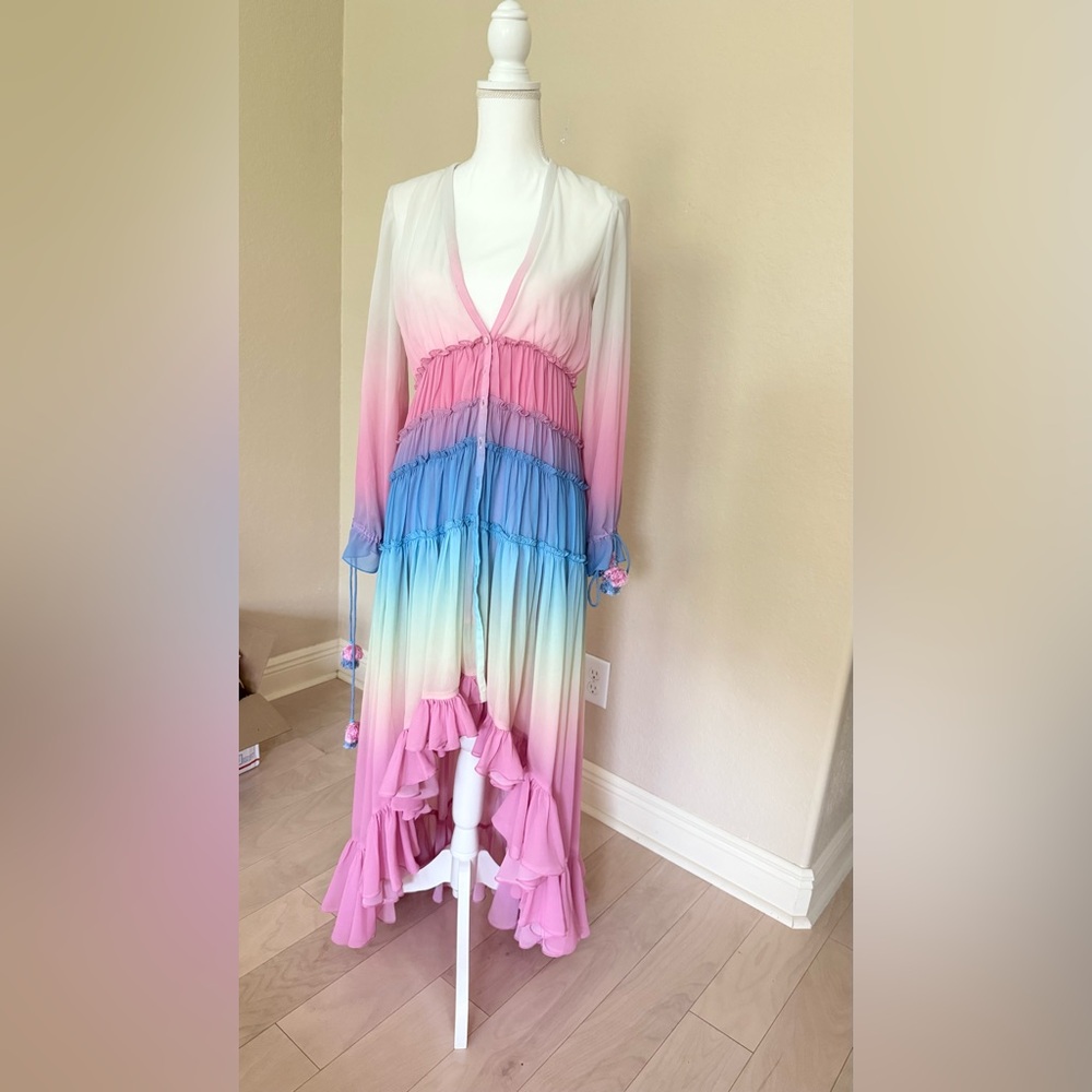 NWOT Rococo Sand Pink and Blue Ombre Maxi Dress